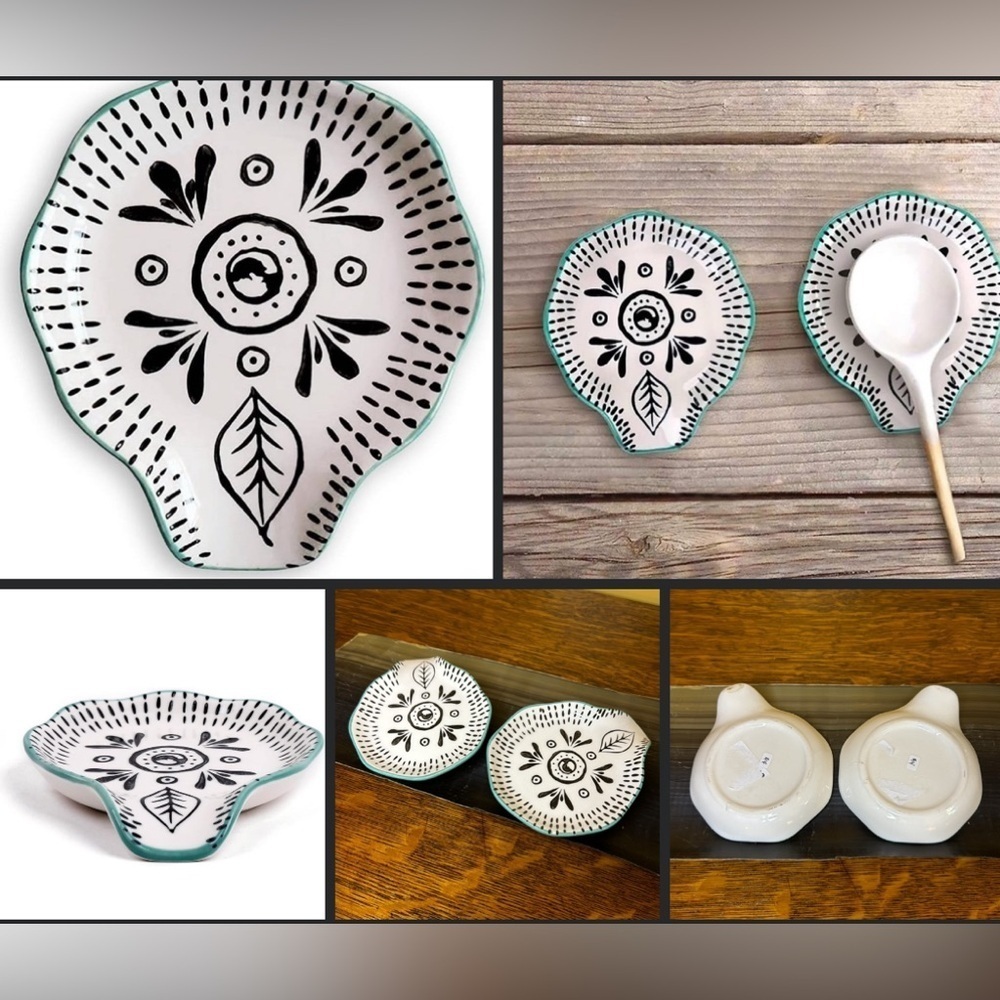 New heart & home Turquoise Ceramic Spoon Rest Turquoise Artisan Spoon Rest